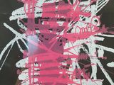 a picture of a pink and white painting on a black background