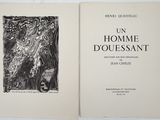 the front and back pages of a book with a drawing of a woman