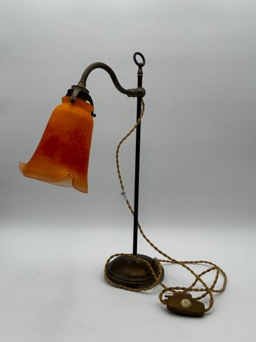 Lampe de salon réglable, tulipe en verre jaune orangé