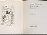 an open book with a drawing of a man on it