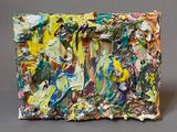 an image of a close up of a painting on a gray surface
