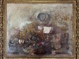 an oil painting of a vase of flowers in a gold frame
