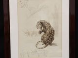 an image of a drawing of a leopard sitting on the ground