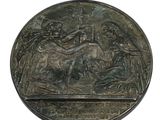 an image of a bronze medal with a picture of a man on a horse and a woman on a horse