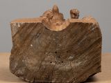 a piece of wood sitting on a table with a piece of wood sticking out of it