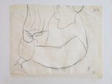 drawing of a woman sitting on her stomach with a cigarette in her hand
