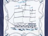 un dessin représentant un voilier sur fond bleu