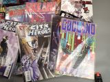 a lot of comic books on the table