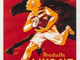 a red poster with a woman running with a basketball ball in her hand