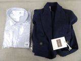 a blue jacket and a white shirt sitting next to each other