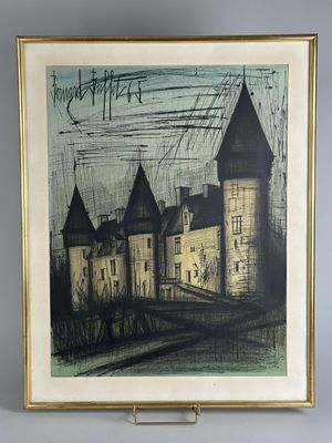 une image représentant un tableau d'un château dans un cadre doré
