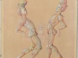 drawing of a couple of men walking in opposite directions