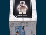 a white box with a lego figure on top of it