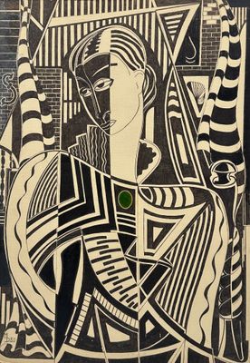 un dessin en noir et blanc représentant une femme aux yeux verts