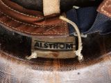 a close up of a hat with a tag on it