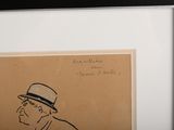 a drawing of a man with a hat and a cane