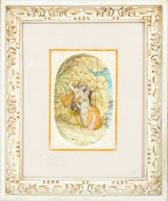 an image of a painting of a woman sitting on the ground