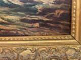 a picture of a painting of a mountain landscape