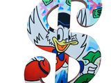a dollar sign with a cartoon character on top of it