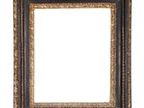 un cadre photo doré et noir sur fond blanc
