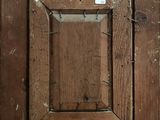 painting of an old wooden frame with a square hole in the middle