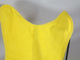 a close up of a yellow bib on a white background