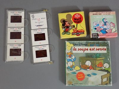Disney Lot de bobines de films et diapositives Color LP Bris…