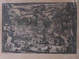 an old picture of a painting of a battle in a forest