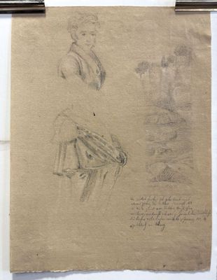 two drawings of a man and a woman on a piece of paper