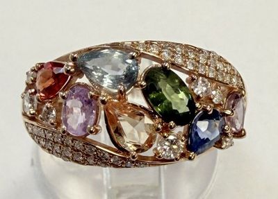 Bague Tutti Frutti en or rose 750°/.