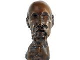 bronze bust of a man with a beard and mustache on a white background