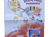 a box of pokemon trading cards with a picture of a pikachu