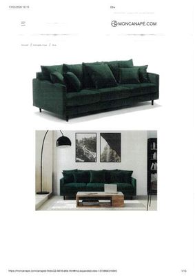 Canapé ELLIE Fixe 4 places. 227 x 98 x 85 cm, revêtement en …