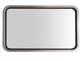 rectangular mirror with metal frame on white background with clipping for text