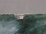 a close up of a green vase with a hole in it