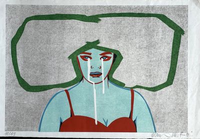 le dessin d'une femme avec une bulle de dialogue au-dessus de la tête