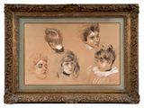 an image of a drawing of a group of children ' s heads