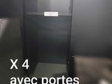 a picture of a black cabinet with a white label on it