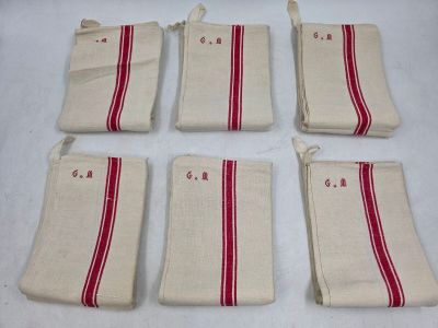 616 / CH-B4 / Lot de 6 torchons anciens chiffrés "G.