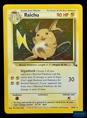 une carte Pokémon jaune sur laquelle figure l'image d'un Pikachu