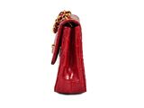 chanel red crocodile embossed lambskin flap bag