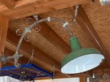 a light that is hanging from the ceiling in the room