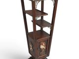 an image of a tall wooden shelf with a clock on top of it
