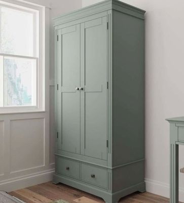 Armoire 2 portes 2 tiroirs LUNEA-en chêne gris/vert olive - …