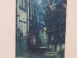an image of a painting of a city street at night
