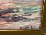 an image of a painting of a beach scene with a boat in the water