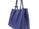 a blue handbag on a white background