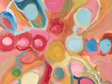 une peinture représentant une fleur colorée parsemée de nombreux points
