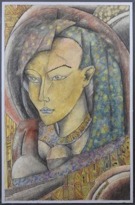 une image représentant un tableau où figure une femme coiffée d'un chapeau
