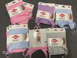 six pairs of women ' s underwear in various colors of pink, blue, and grey